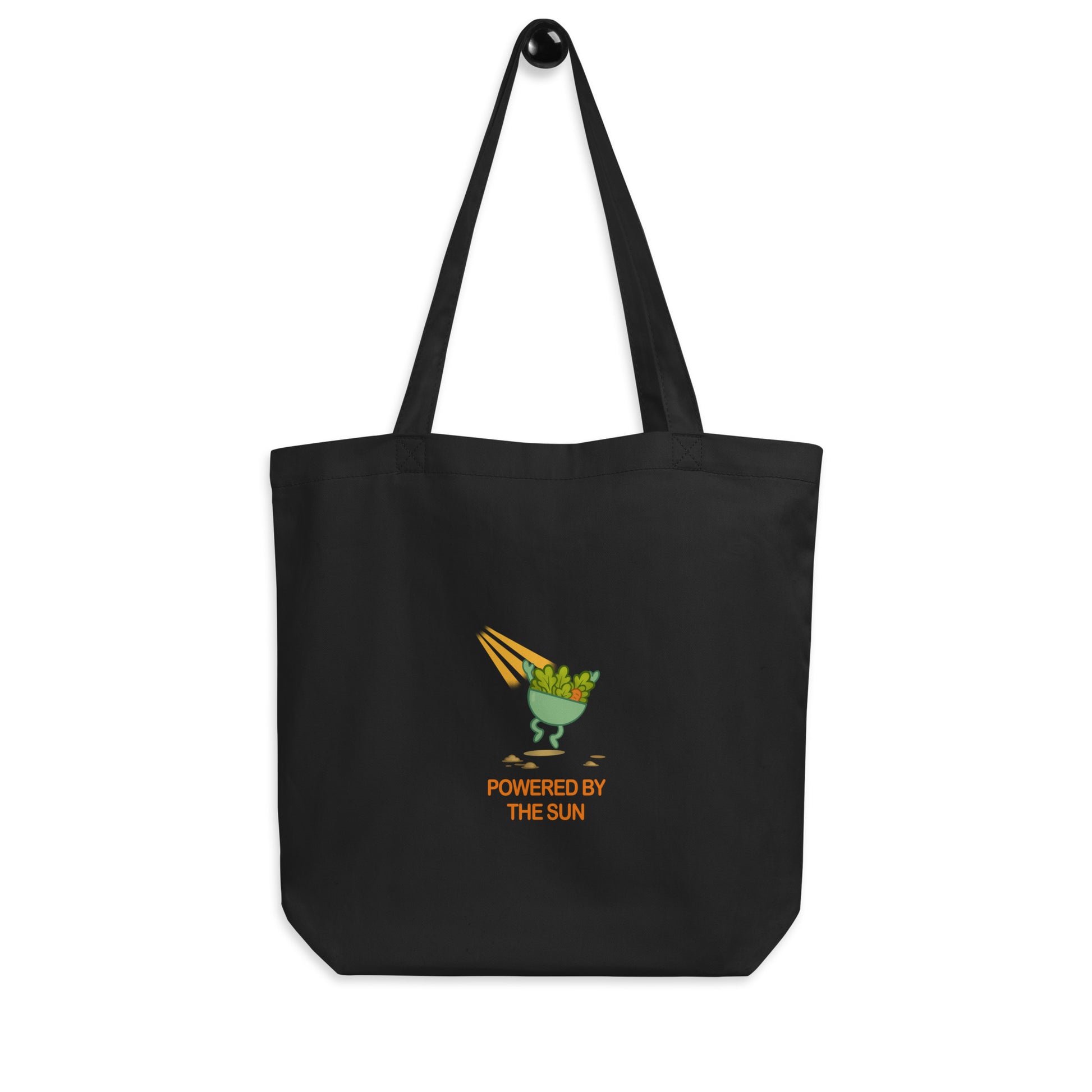 Back flat-lay view of wid Designs eco tote bag in black.