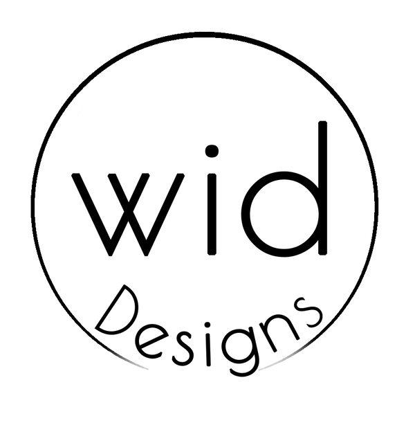 wid Designs circular logo in black linework on a transparent background.
